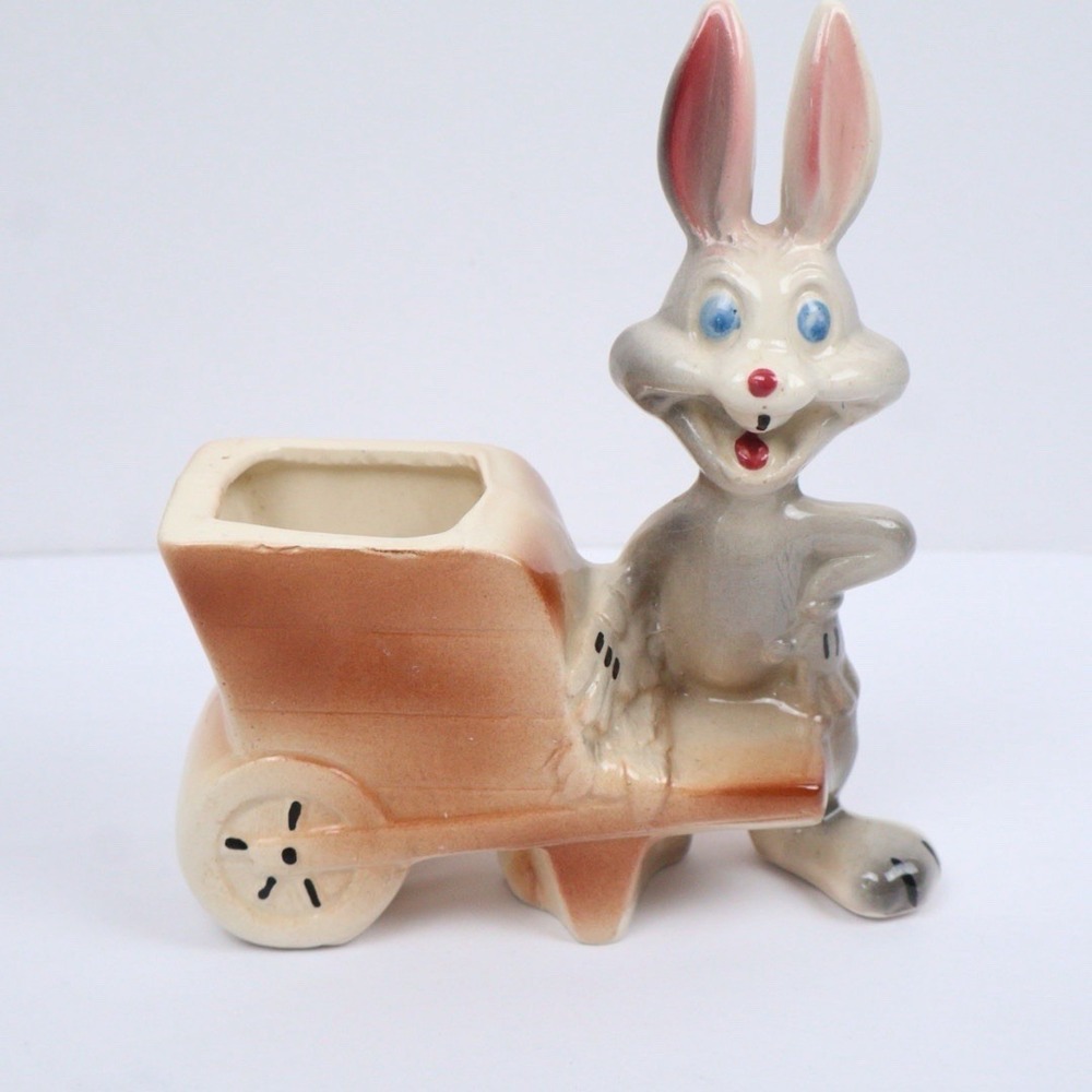 VTG Bugs Bunny Warner Bros Succulent Planter‎ Retro MCM Psycho Bunny
